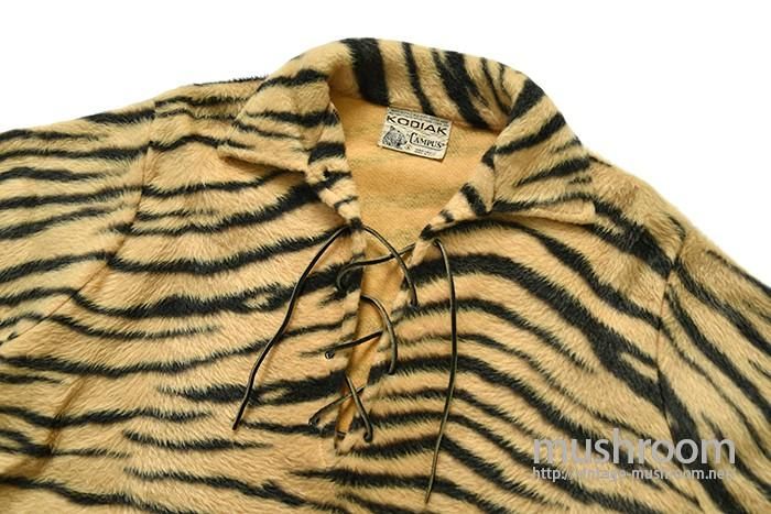 KODIAK タイガー　S 1950'S CAMPUS KODIAK TIGER FAKE FUR LACE UP PULLOVER SZ