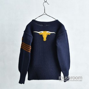 OLD LETTERMAN SWEATER WITH LONGHORN PATCH