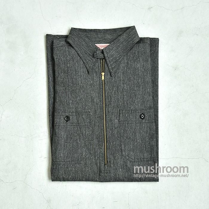 HOMESTEADER HALF-ZIP BLACK CHAMBRAY WORK SHIRT( 16 HOMESTEADER HALF-ZIP BLACK CHAMBRAY WORK SHIRT( 16