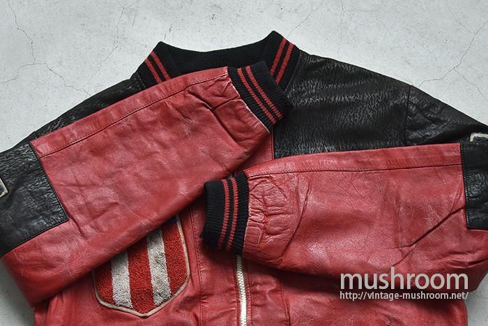 Vintage Leather Stadium jacket (古着) TROOP LEATHER STADIUM JACKET - 古着屋 ｜ mushroom