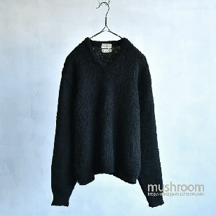 THE MAY CO BLACK MOHAIR V-NECK SWEATER