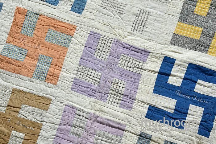 ANTIQUE CALICO PATCHWORK QUILT WITH SWASTIKA - 古着屋 ANTIQUE CALICO PATCHWORK QUILT WITH SWASTIKA - 古着屋