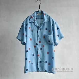 BLOCK'S COTTON&RAYON S/S BOX SHIRTALMOST DEADSTOCK