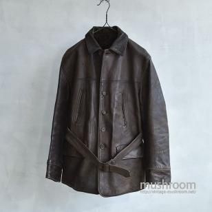 OLD FOUR POCKET SINGLE BREASTED HORSEHIDE CAR COATBROWN