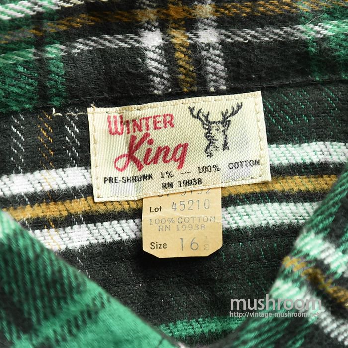 WINTER KING PLAID FLANNEL SHIRT（MINT/16 1/2） - 古着屋