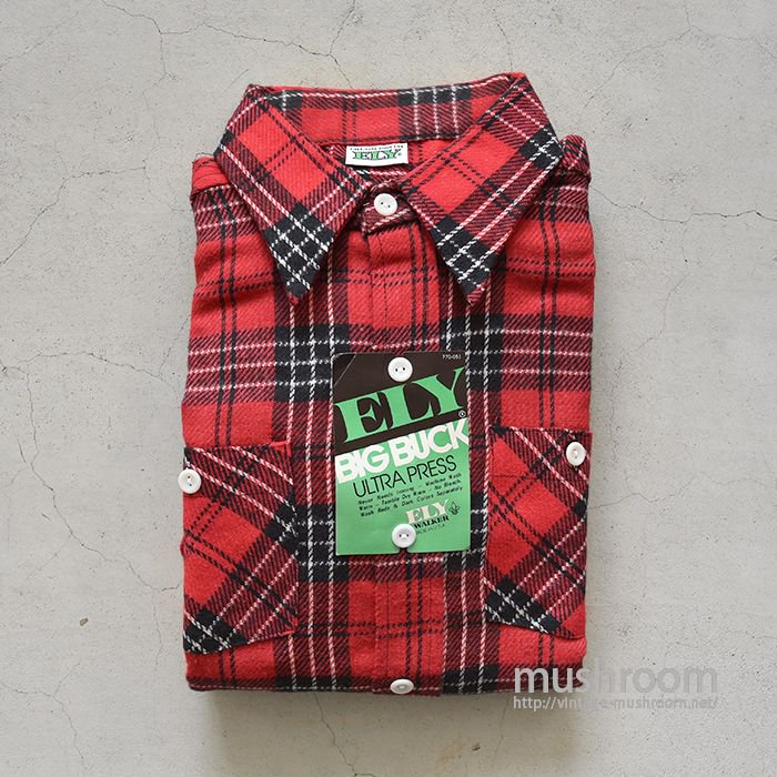 ELY PLAID PRINT FLANNEL SHIRT（16-16H/DEADSTOCK ）