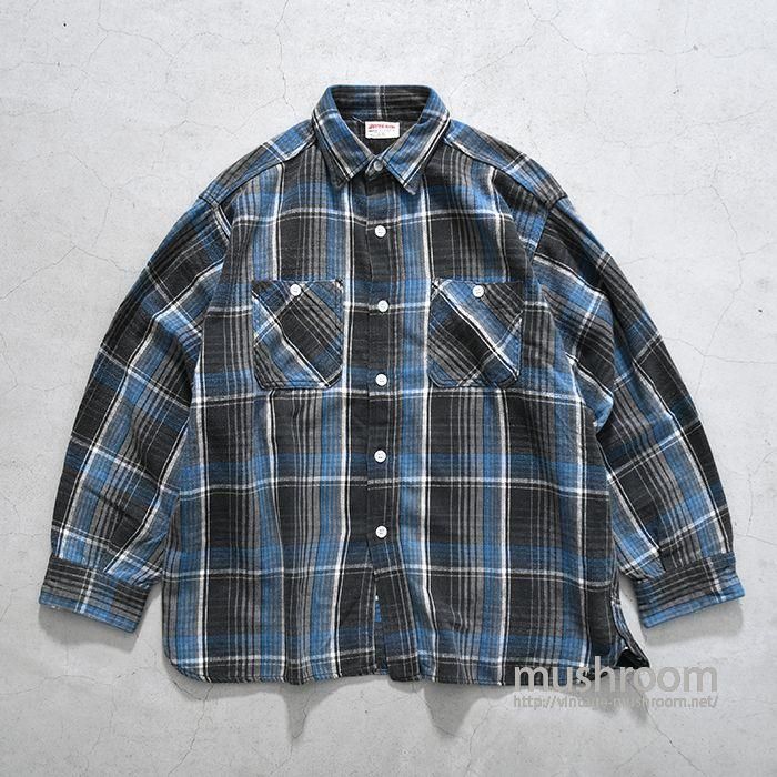 ビンテージ60's○WINTER Kingチェックヘビーネルシャツ青