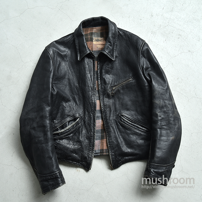 unknown black leather 切り替え jacketOnevintage