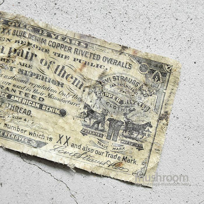 LEVI'S FOR OVER 35 YEARS GUARANTEE TICKET（1900'S） - 古着屋