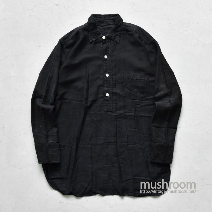 UNKNOWN BLACK COTTON WORK SHIRT WITH CHINSTRAP