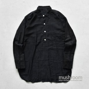 UNKNOWN BLACK COTTON WORK SHIRT WITH CHINSTRAP
