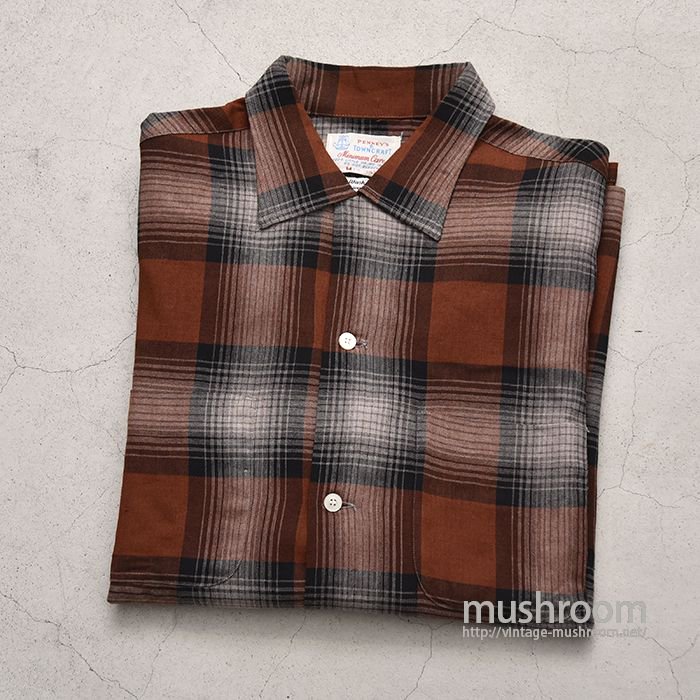 TOWNCRAFT SHADOW PLAID RAYON SHIRT（M/DEADSTOCK）