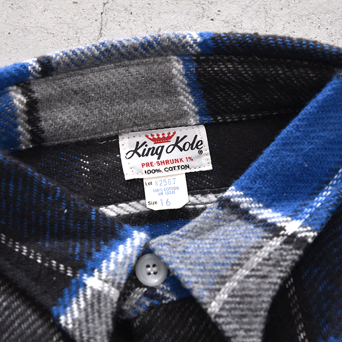 KING KOLE PLAID PRINT FLANNEL SHIRT(16/DEADSTOCK) - 古着屋 KING KOLE PLAID PRINT FLANNEL SHIRT(16/DEADSTOCK) - 古着屋