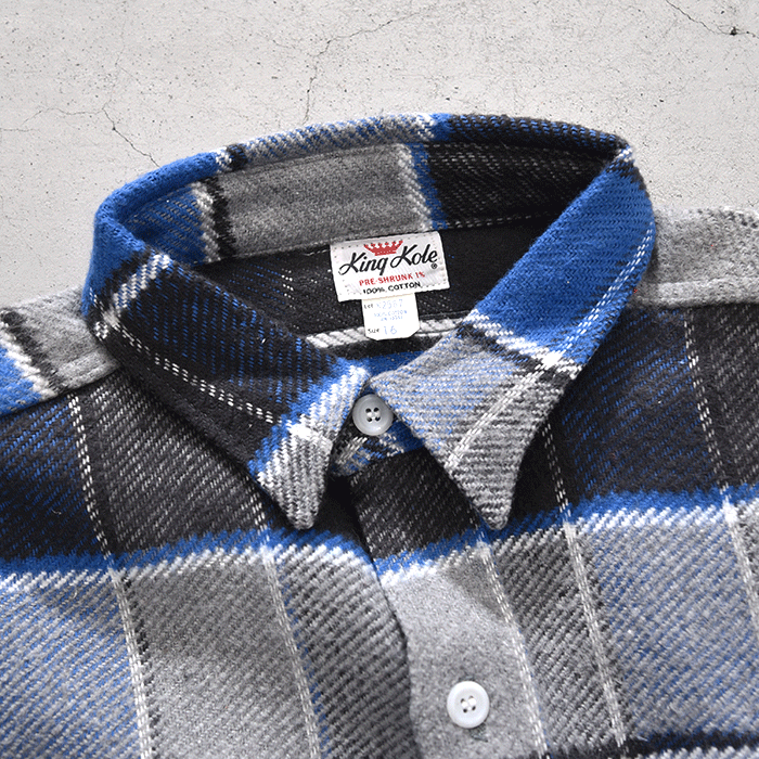 KING KOLE PLAID PRINT FLANNEL SHIRT(16/DEADSTOCK) - 古着屋 KING KOLE PLAID PRINT FLANNEL SHIRT(16/DEADSTOCK) - 古着屋