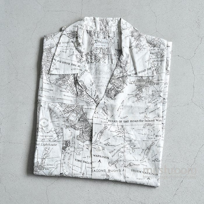 RELAX CASUALS MAP PRINT S/S COTTON SHIRT（GOOD CONDITION）