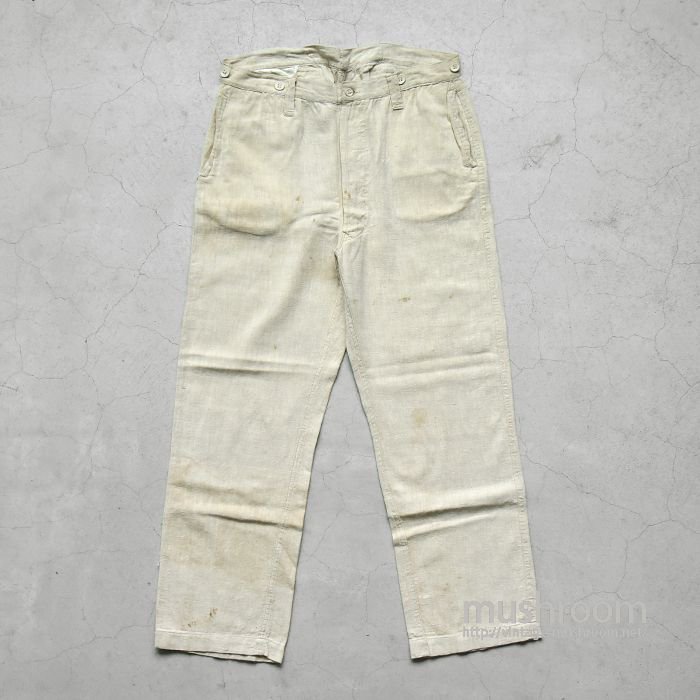 ANTIQUE COTTON LINEN WORK TROUSERS WITH BUCKLEBUCK