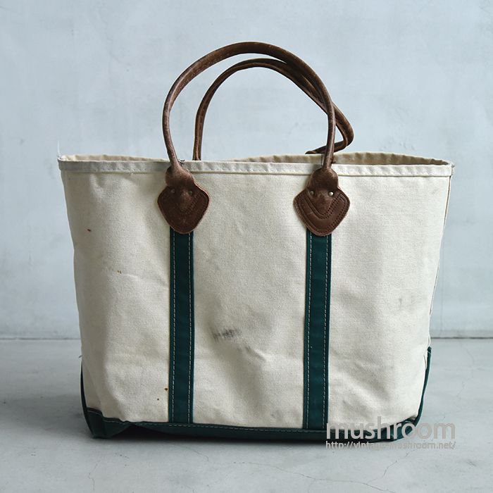 L.L.BEAN CANVAS TOTE BAG WITH LEATHER HANDLE