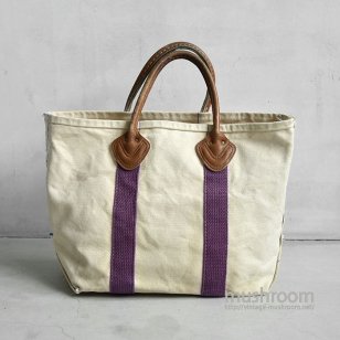 L.L.BEAN CANVAS TOTE BAG WITH LEATHER HANDLEPURPLE