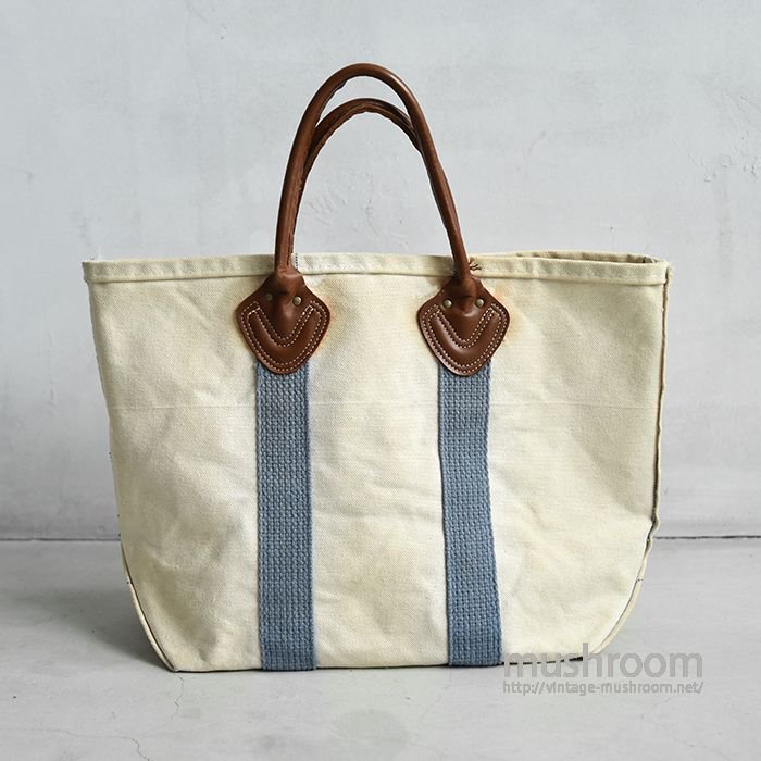 L.L.BEAN CANVAS TOTE BAG WITH LEATHER HANDLE（LIGHT BLUE）