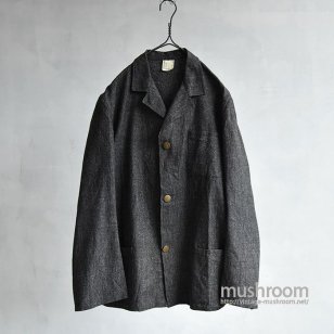 OLD FRENCH BLK CHAMBRAY WORK JACKETGOOD CONDITION