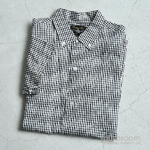 CAMPUS BLK&WHITE GINGHAM CHECK BD S/S SHIRTM/DEADSTOCK