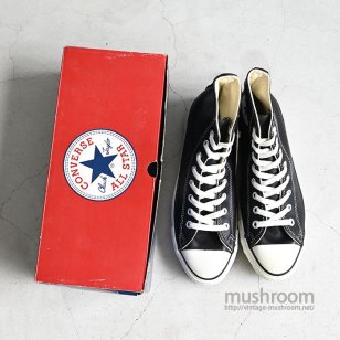 CONVERSE ALL STAR HI BLACK LEATHER SHOESDEADSTOCK/US8 1/2