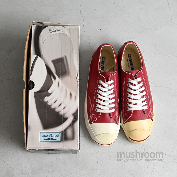 CONVERSE JACK PURCELL RED LEATHER SHOES（DEADSTOCK/US8） - 古着屋 ｜  mushroom(マッシュルーム) ヴィンテージクロージングストア