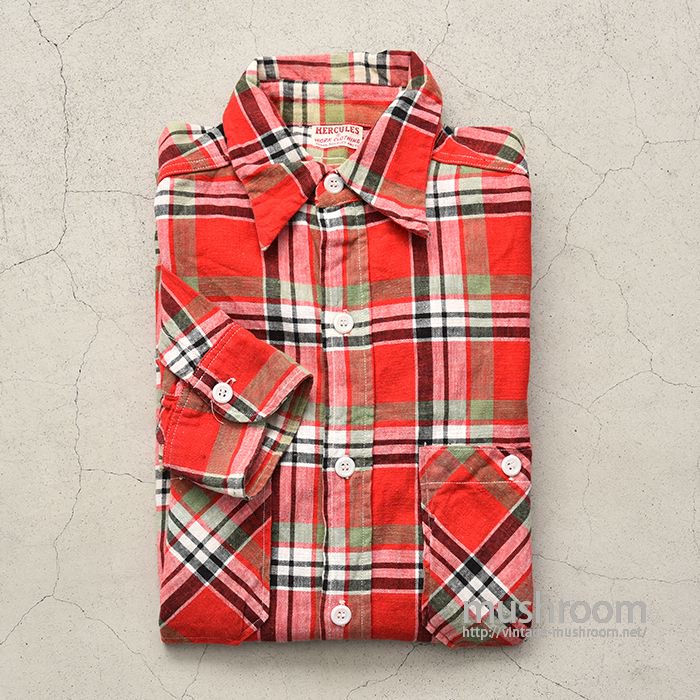 HERCULES PLAID COTTON WORK SHIRT（ALMOST DEADSTOCK） 