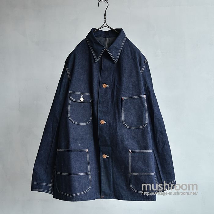 KEEN KUT DENIM COVERALL WITH LOCOMOTIVE TRAIN BUTTON（44/DEADSTOCK） - 古着屋 ｜  mushroom(マッシュルーム) ヴィンテージクロージングストア