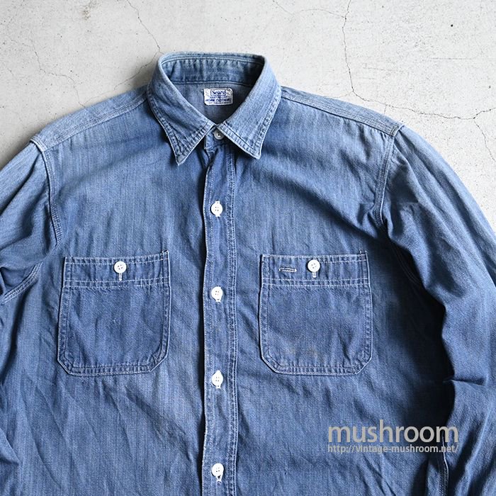 かわいい新作 50s SEARS シアーズ SHIRT WORK DENIM DYED VAT トップス ...