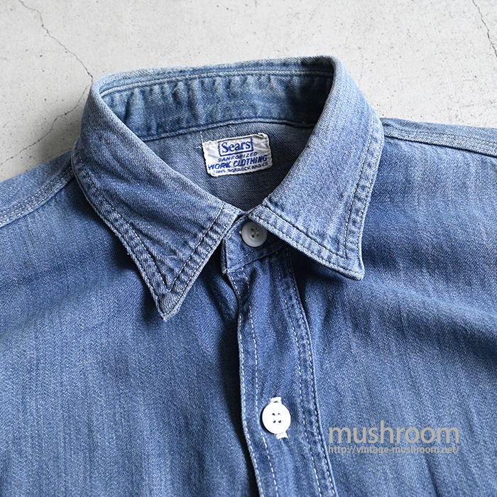 50s SEARS VAT DYED DENIM WORK SHIRT シアーズJCPenneyCo