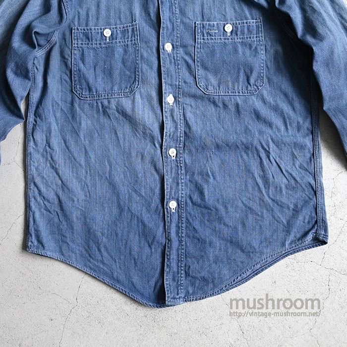 50s SEARS VAT DYED DENIM WORK SHIRT シアーズMontgomeryWard - シャツ