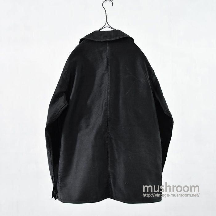 LE MONT ST MICHEL BLACK MOLESKIN FRENCH WORK JACKET - 古着屋 LE MONT ST MICHEL BLACK MOLESKIN FRENCH WORK JACKET - 古着屋