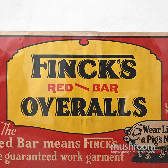 FINCK'S OVERALLS ADVERTISING SIGN - 古着屋 ｜ mushroom