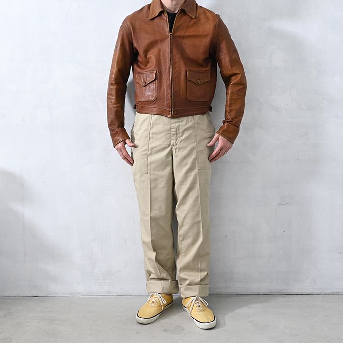 SCULLY BROS A-1 STYLE BROWN LEATHER SPORTS JACKET（42） - 古着屋