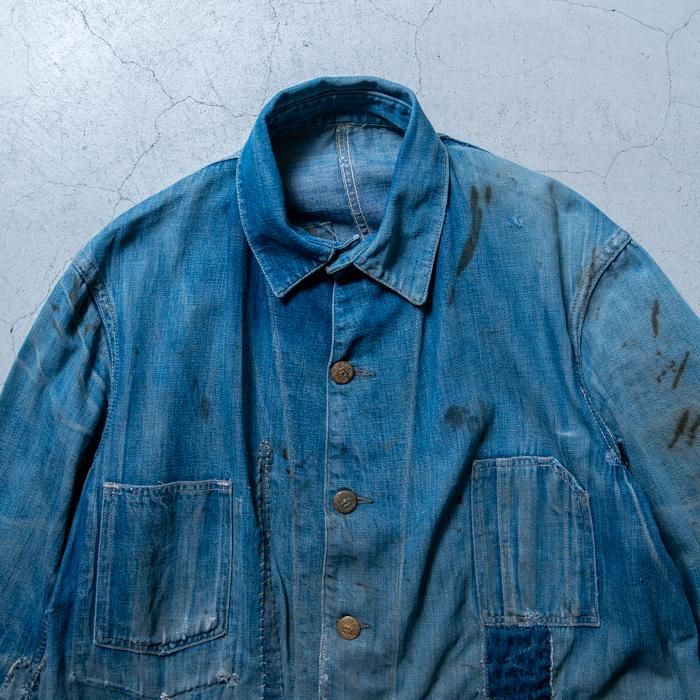 CROWN OVERALLS DENIM CHORE JACKET - 古着屋 ｜ mushroom