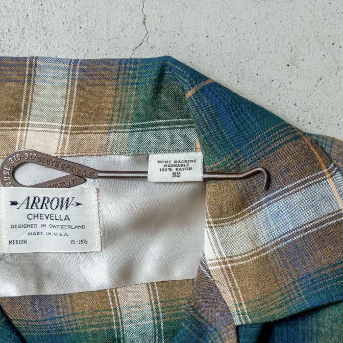 ARROW PLAID RAYON BOX SHIRT(ALMOST DEADSTOCK/MEDIUM ARROW PLAID RAYON BOX SHIRT(ALMOST DEADSTOCK/MEDIUM