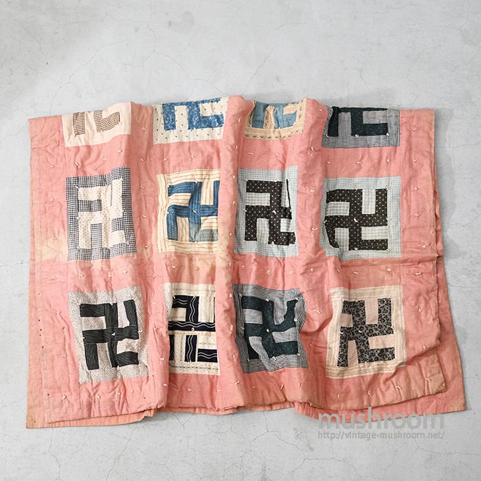 OLD CALICO PATHWORK QUILT WITH SWASTIKA（DEADSTOCK） - 古着屋