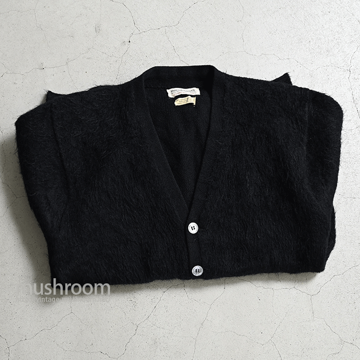 MOHAIR モヘアカーディガン black 黒 VINTAGE ビンテージ L BLACK MOHAIR CARDIGAN（GOOD CONDITION/MEDIUM） - 古着屋