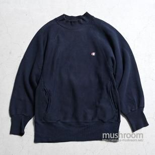 CHAMPION MOCK-NECK BLK REVERSE WEAVEMEDIUM