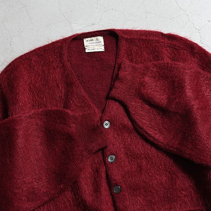 SEARS MOHAIR CARDIGAN（BURGUNDY/LARGE） - 古着屋 ｜ mushroom 