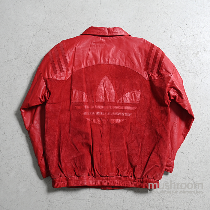 ADIDAS LEATHER TRACK JACKET(RED/LARGE/GOOD CONDITION ADIDAS LEATHER TRACK JACKET(RED/LARGE/GOOD CONDITION