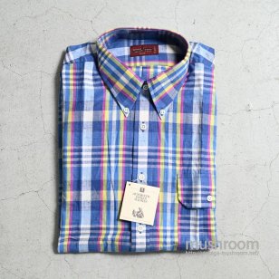 NORDSTROM INDIA MADRAS PLAID COTTON S/S BD SHIRTDEADSTOCK/LARGE