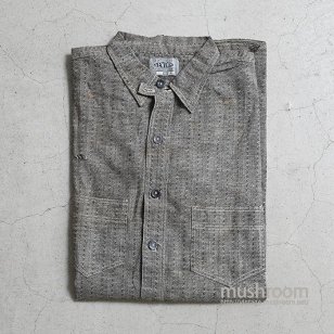 NEWTON DOBBY-STRIPE PULLOVER WORK SHIRT WITH CHINSTRAP（DEADSTOCK）
