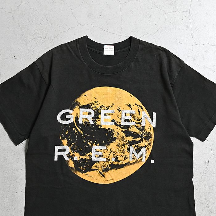 80s USA製 ビンテージ R.E.M. GREEN ブラック Tシャツ XL-