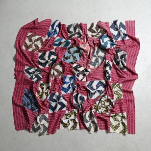 OLD CALICO PATHWORK QUILT WITH SWASTIKAMINT CONDITION
