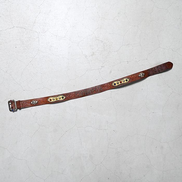 OLD STUDDED JEWEL LEATHER BELT（OMAHA/GOOD CONDITION