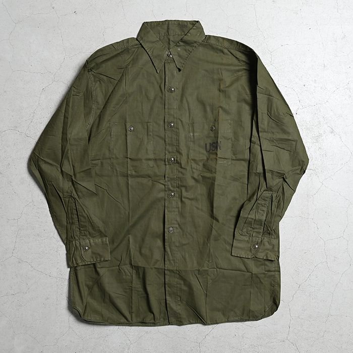 U.S.NAVY COTTON POPLIN UTILITY SHIRT（DEADSTOCK/16 1/2） - 古着屋