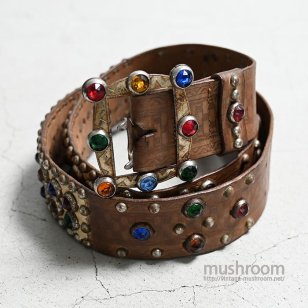 OLD STUDDED JEWEL LEATHER BELTGOOD CONDITION/38