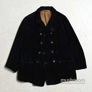 OLD FRENCH BLACK CORDUROY DOUBLE-BREASTED WORK COAT